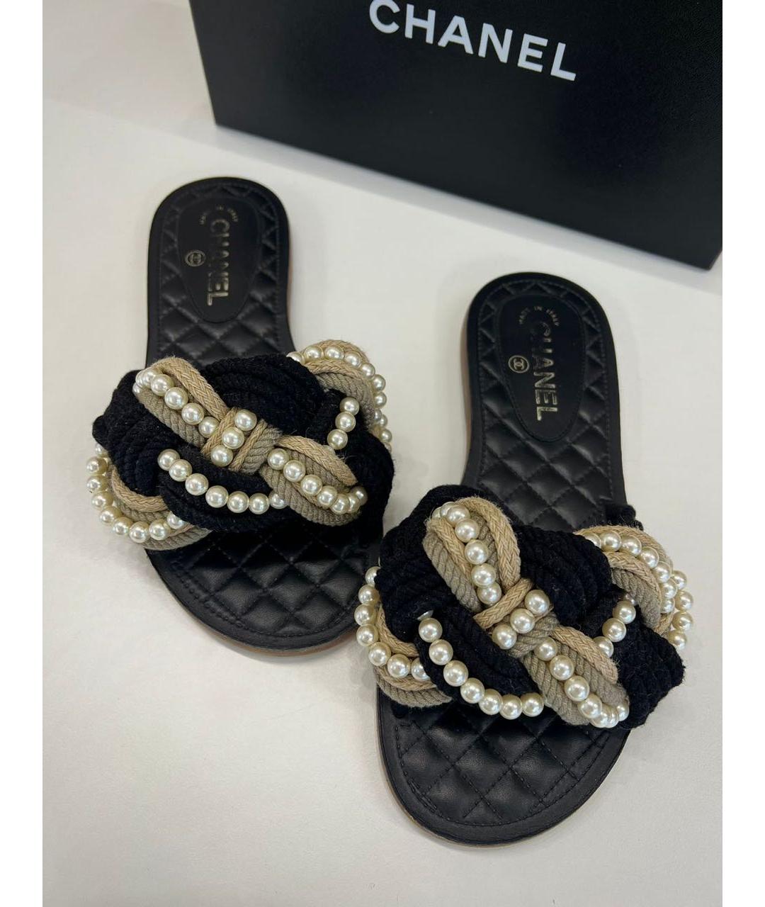 CHANEL Черные шлепанцы, фото 3