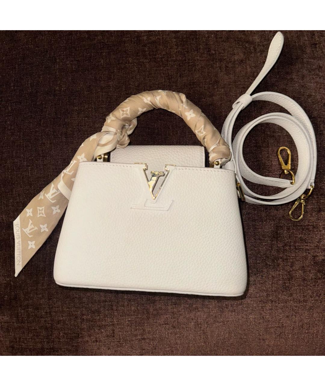 LOUIS VUITTON Белая кожаная сумка через плечо, фото 6