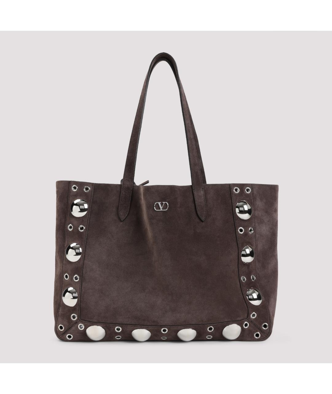 VALENTINO Коричневая кожаная сумка тоут, фото 3