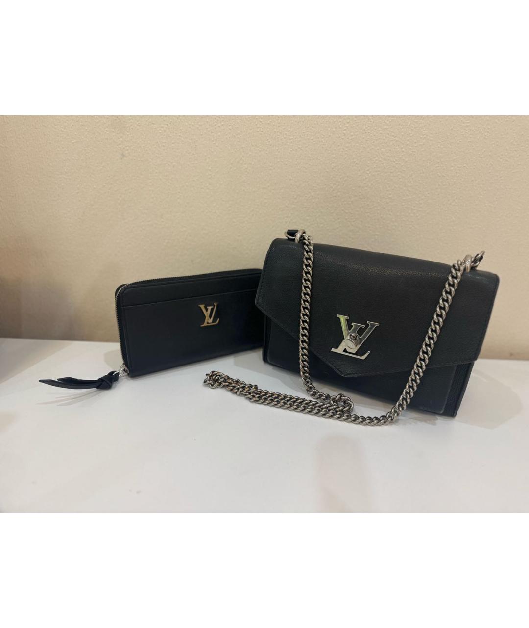 LOUIS VUITTON Черная кожаная сумка через плечо, фото 6