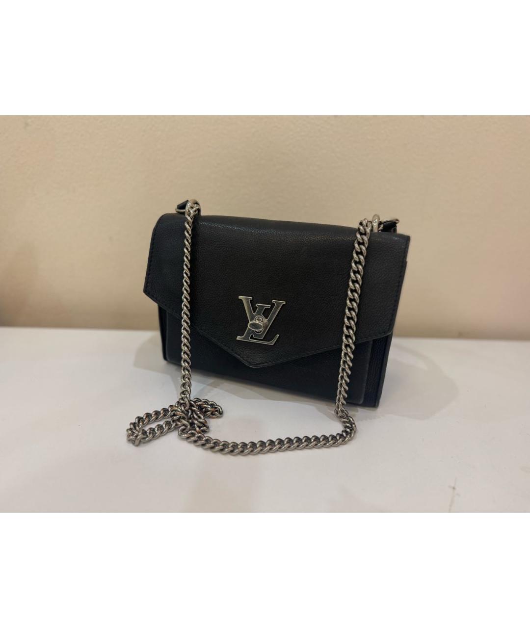 LOUIS VUITTON Черная кожаная сумка через плечо, фото 5