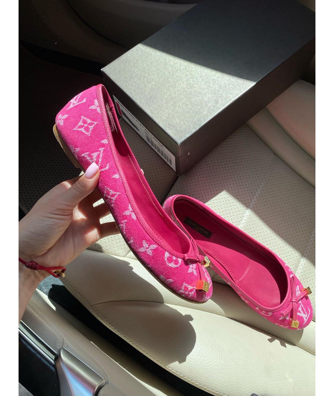 LOUIS VUITTON Фуксия текстильные балетки, фото 4