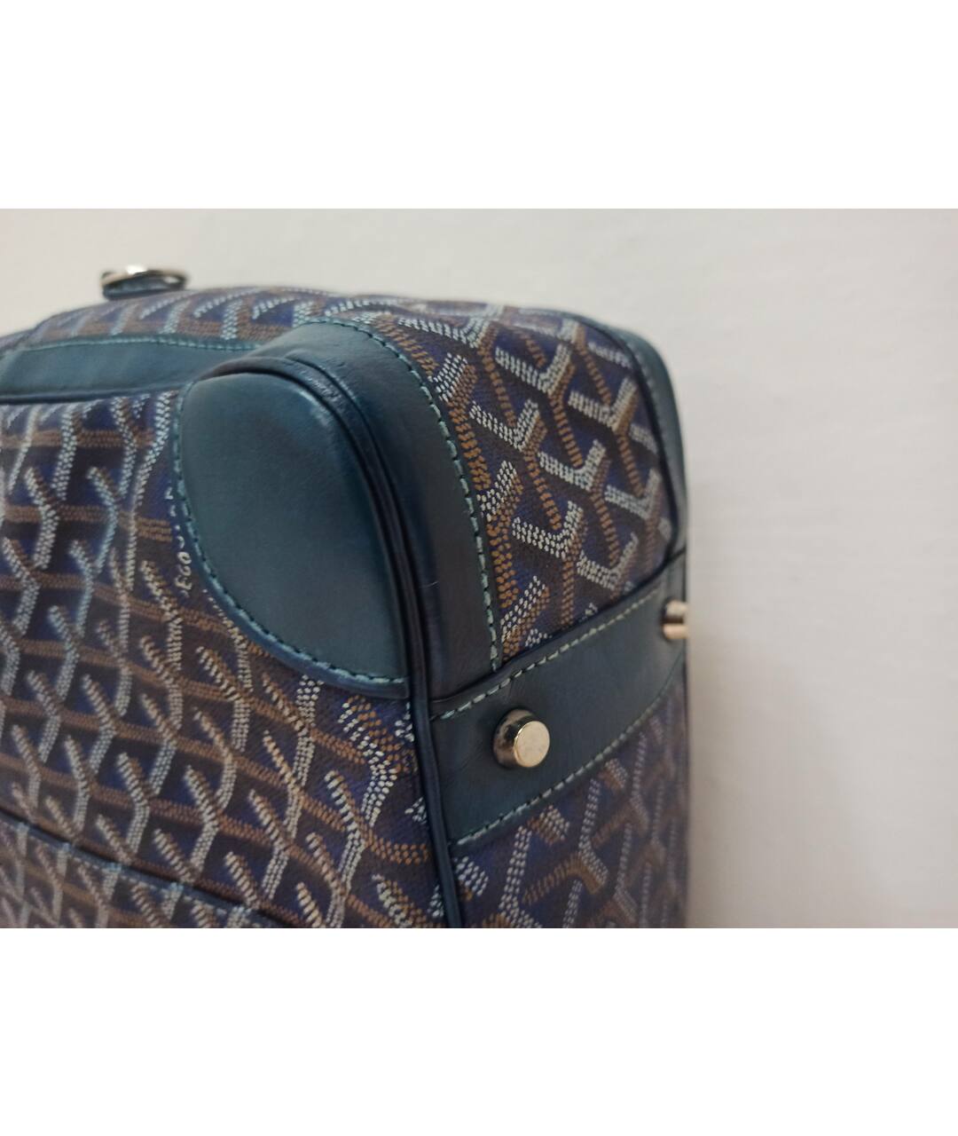GOYARD Синий кожаный портфель, фото 9