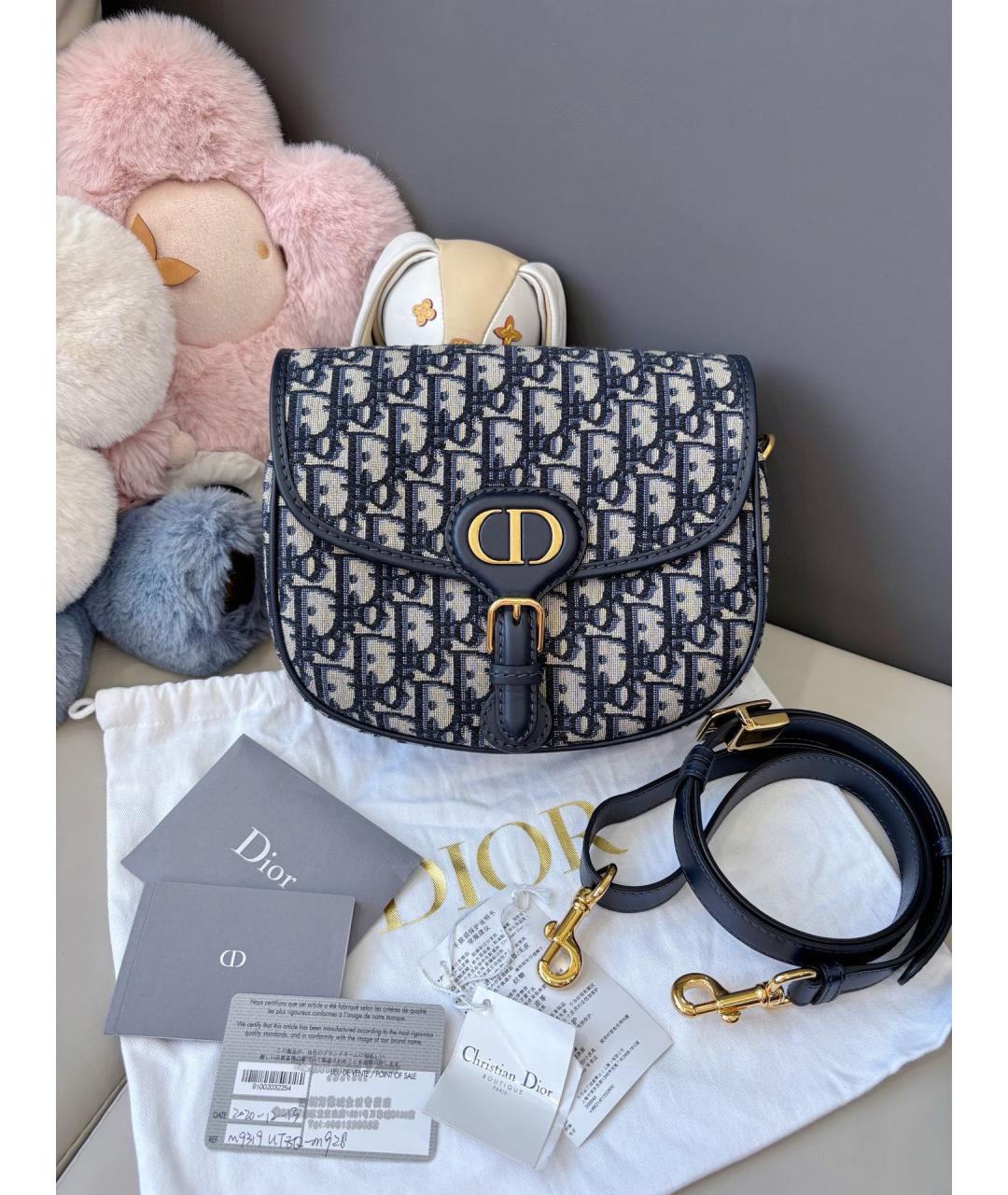 CHRISTIAN DIOR Темно-синяя жаккардовая сумка через плечо, фото 2
