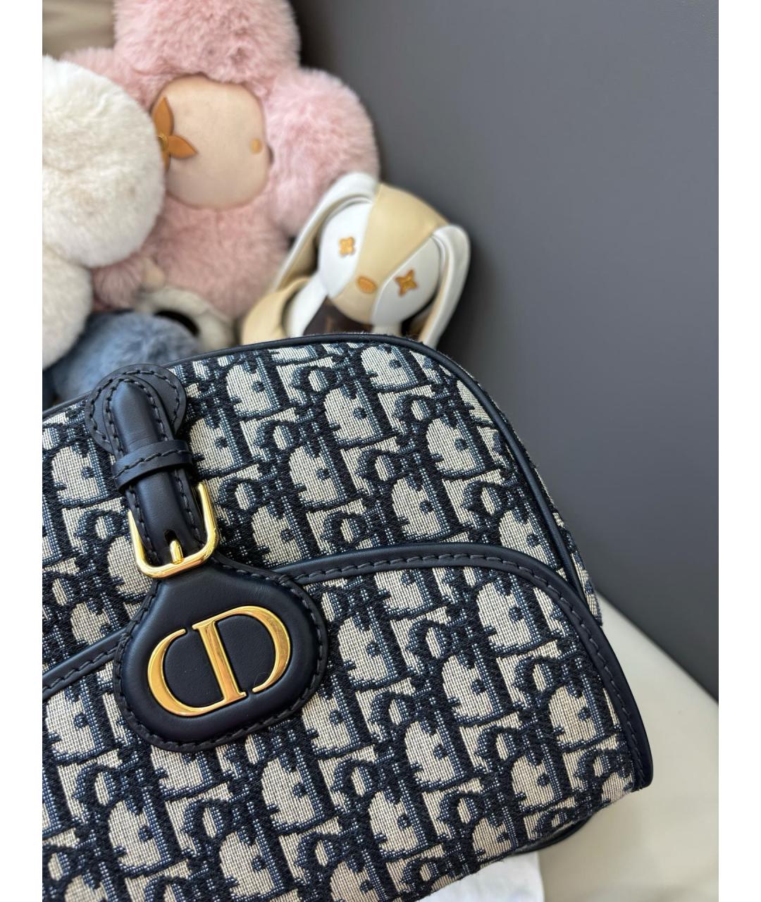 CHRISTIAN DIOR Темно-синяя жаккардовая сумка через плечо, фото 7