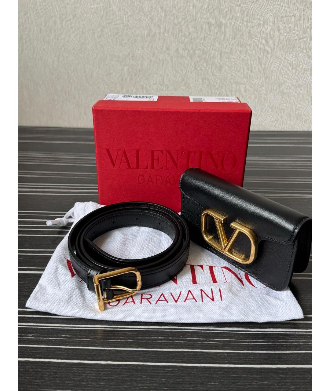 VALENTINO Черная кожаная сумка через плечо, фото 6