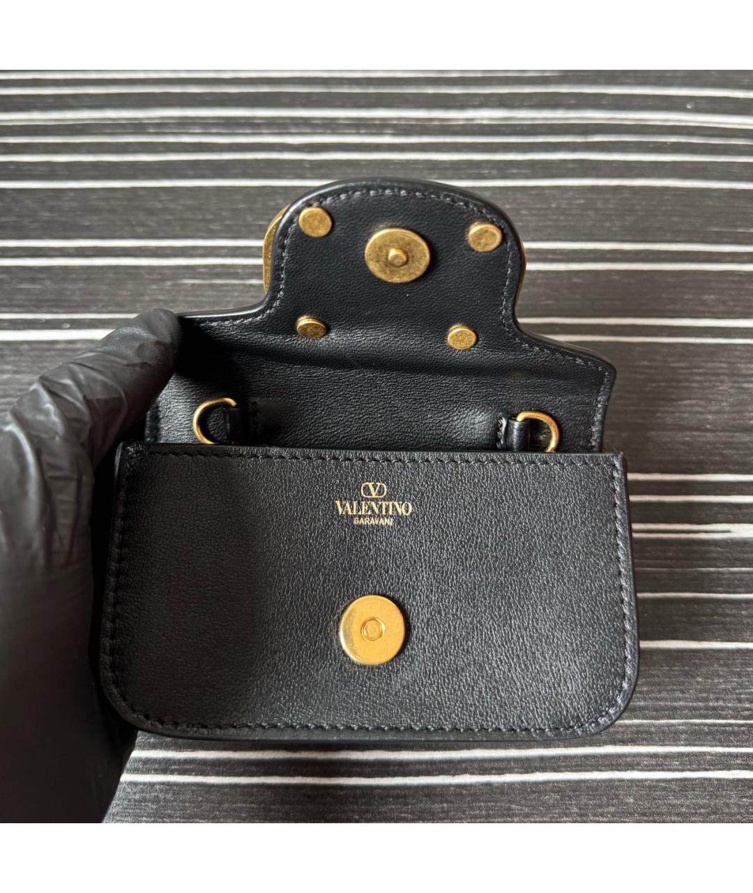 VALENTINO Черная кожаная сумка через плечо, фото 4