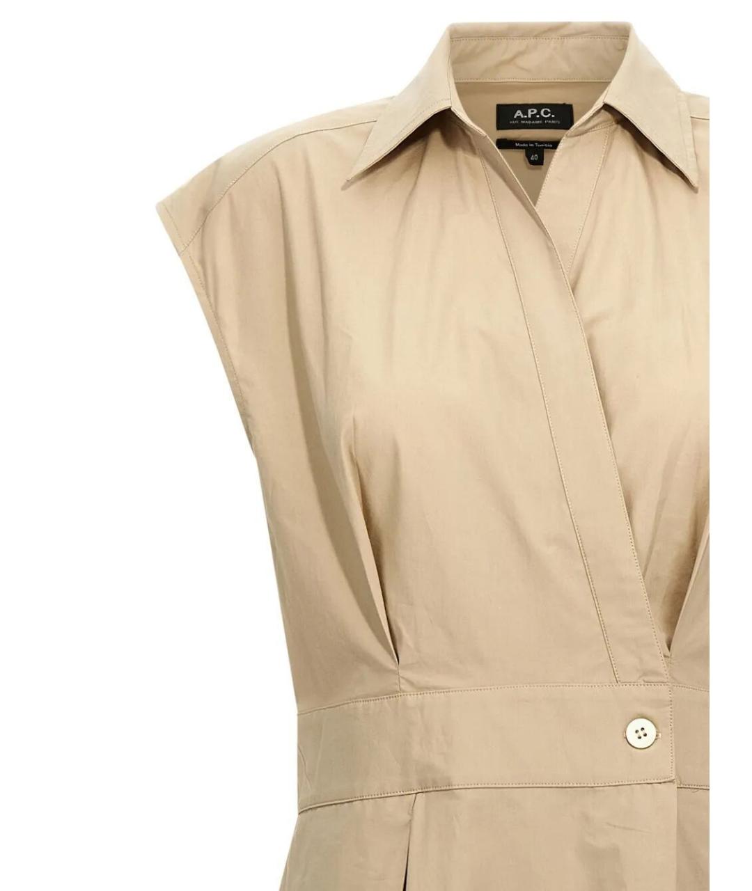 A.P.C. Бежевое хлопковое повседневное платье, фото 3