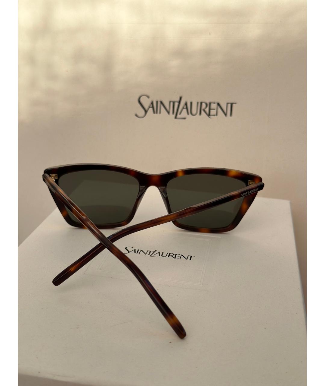 SAINT LAURENT Коричневые пластиковые солнцезащитные очки, фото 4