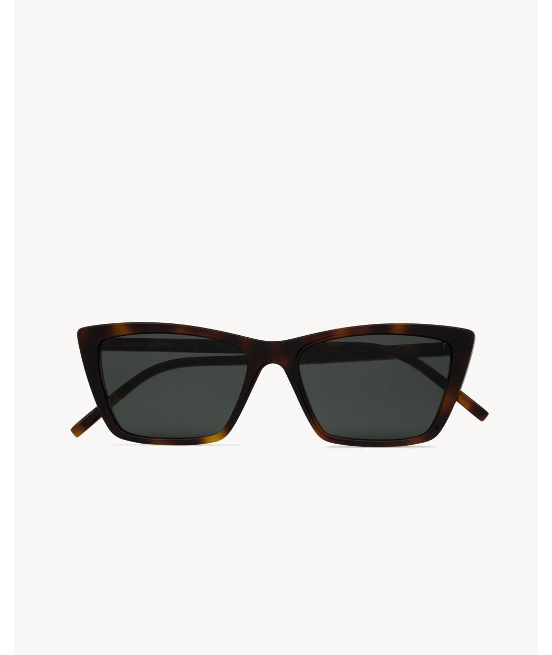SAINT LAURENT Коричневые пластиковые солнцезащитные очки, фото 2