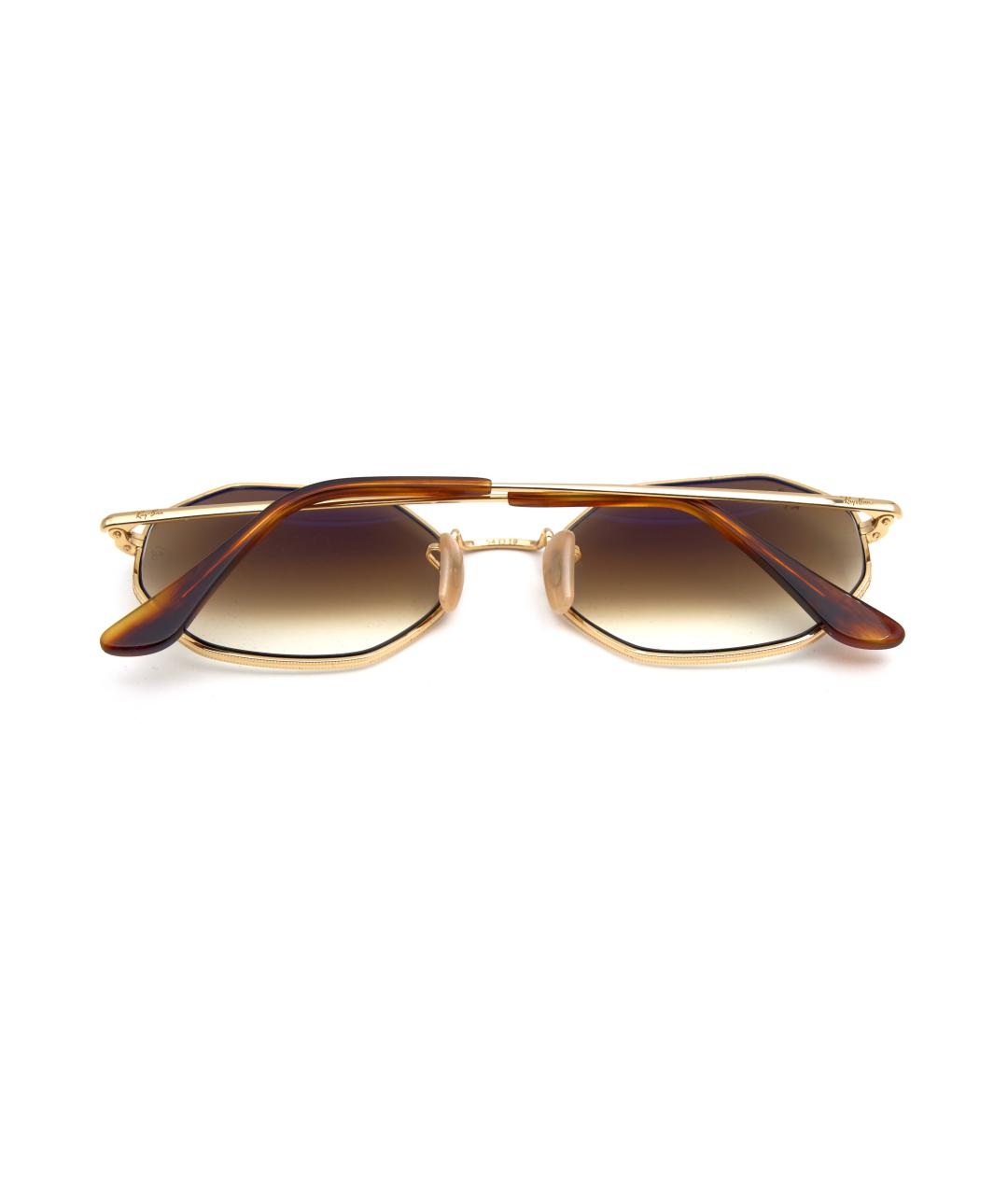 RAY BAN Золотые металлические солнцезащитные очки, фото 6