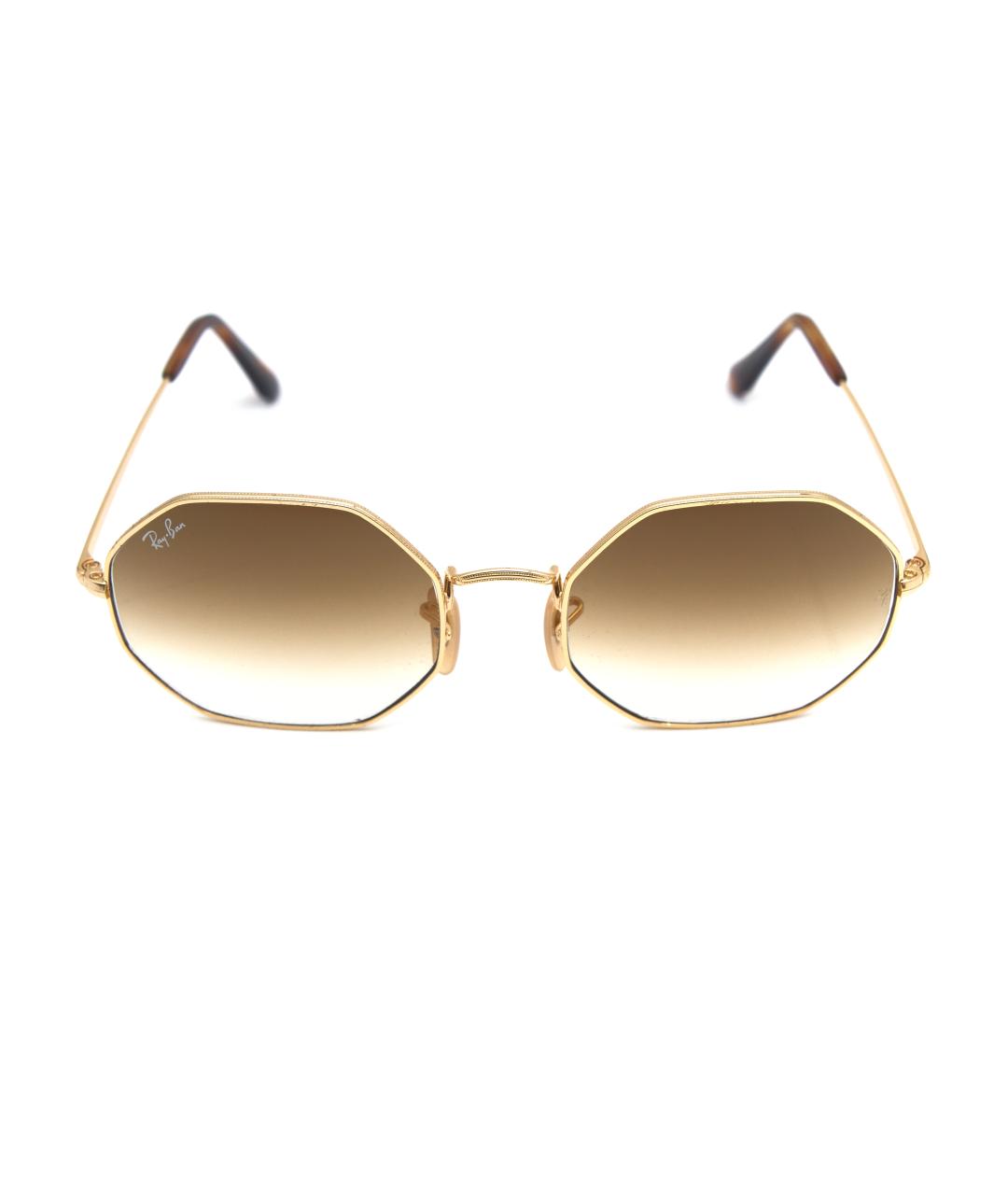 RAY BAN Золотые металлические солнцезащитные очки, фото 7