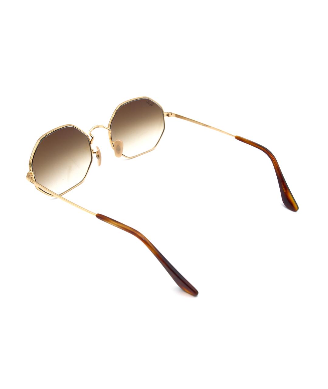 RAY BAN Золотые металлические солнцезащитные очки, фото 5