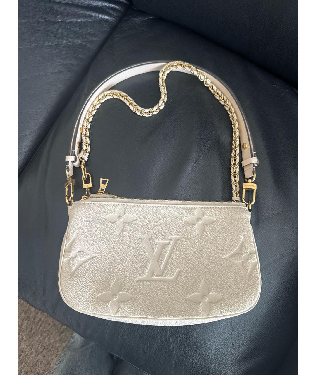 LOUIS VUITTON Бежевая кожаная сумка через плечо, фото 2