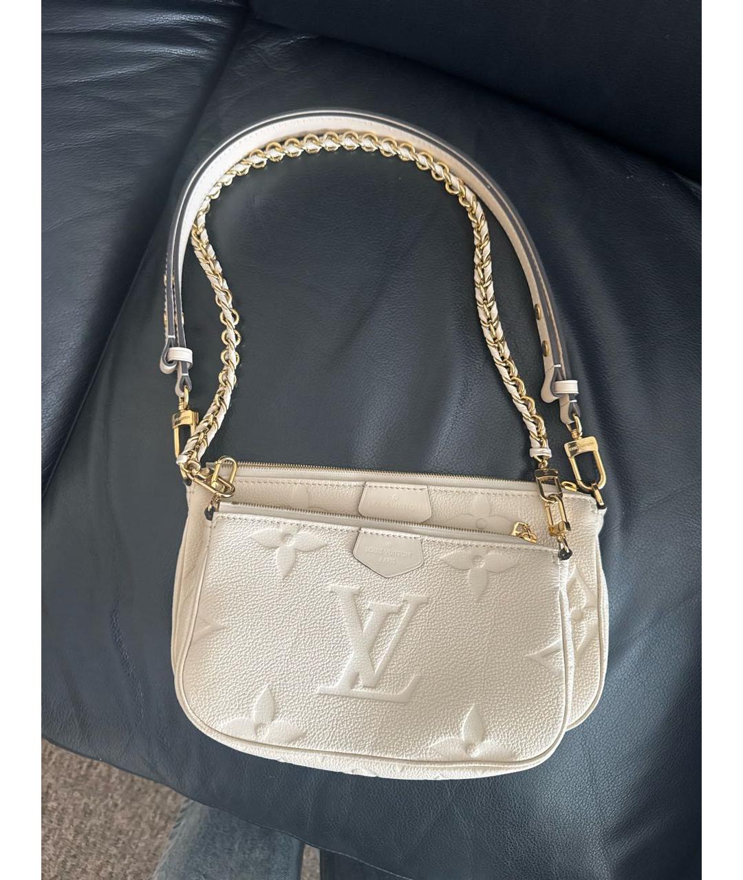 LOUIS VUITTON Бежевая кожаная сумка через плечо, фото 5