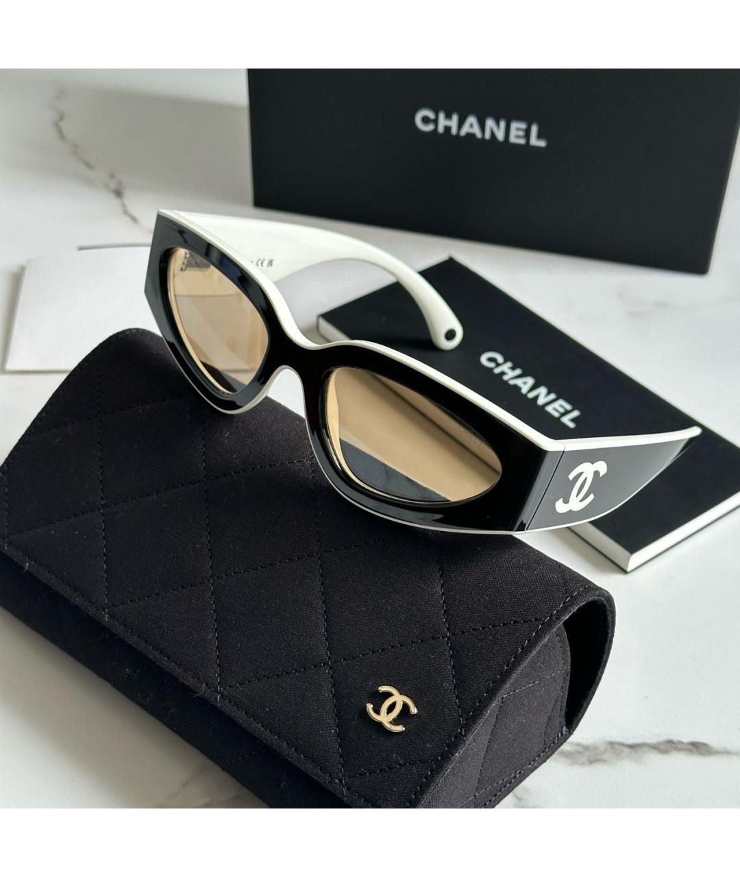 CHANEL Черные пластиковые солнцезащитные очки, фото 2