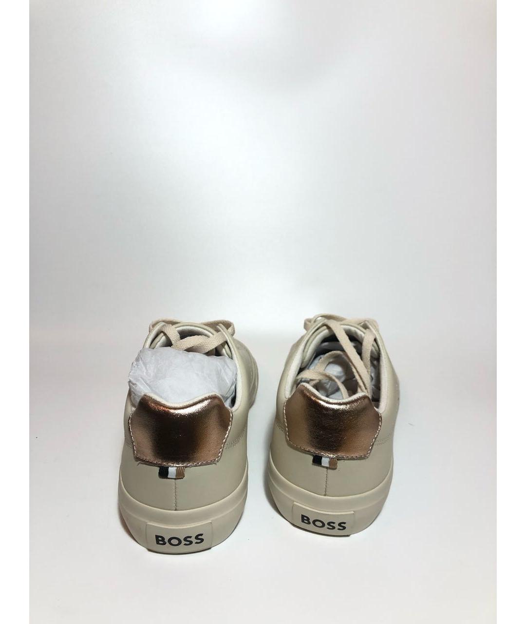 HUGO BOSS Бежевые кожаные кеды, фото 4
