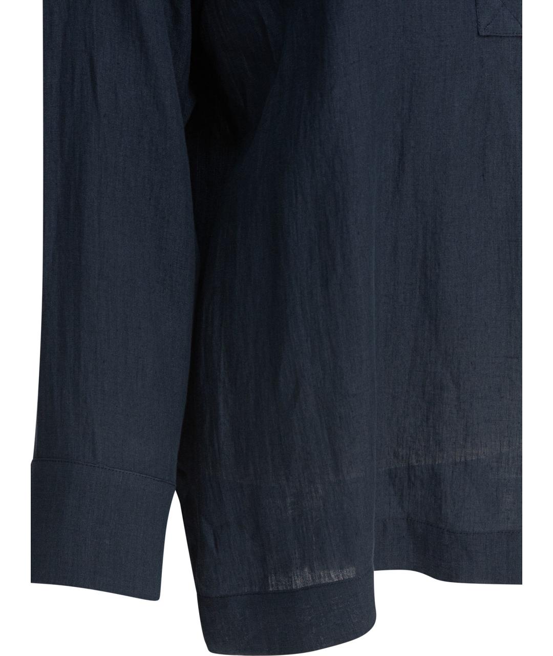 'S MAX MARA Темно-синяя льняная рубашка, фото 4