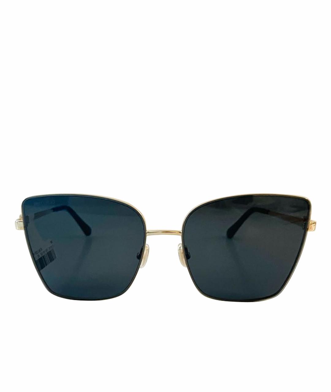 JIMMY CHOO Золотые металлические солнцезащитные очки, фото 1