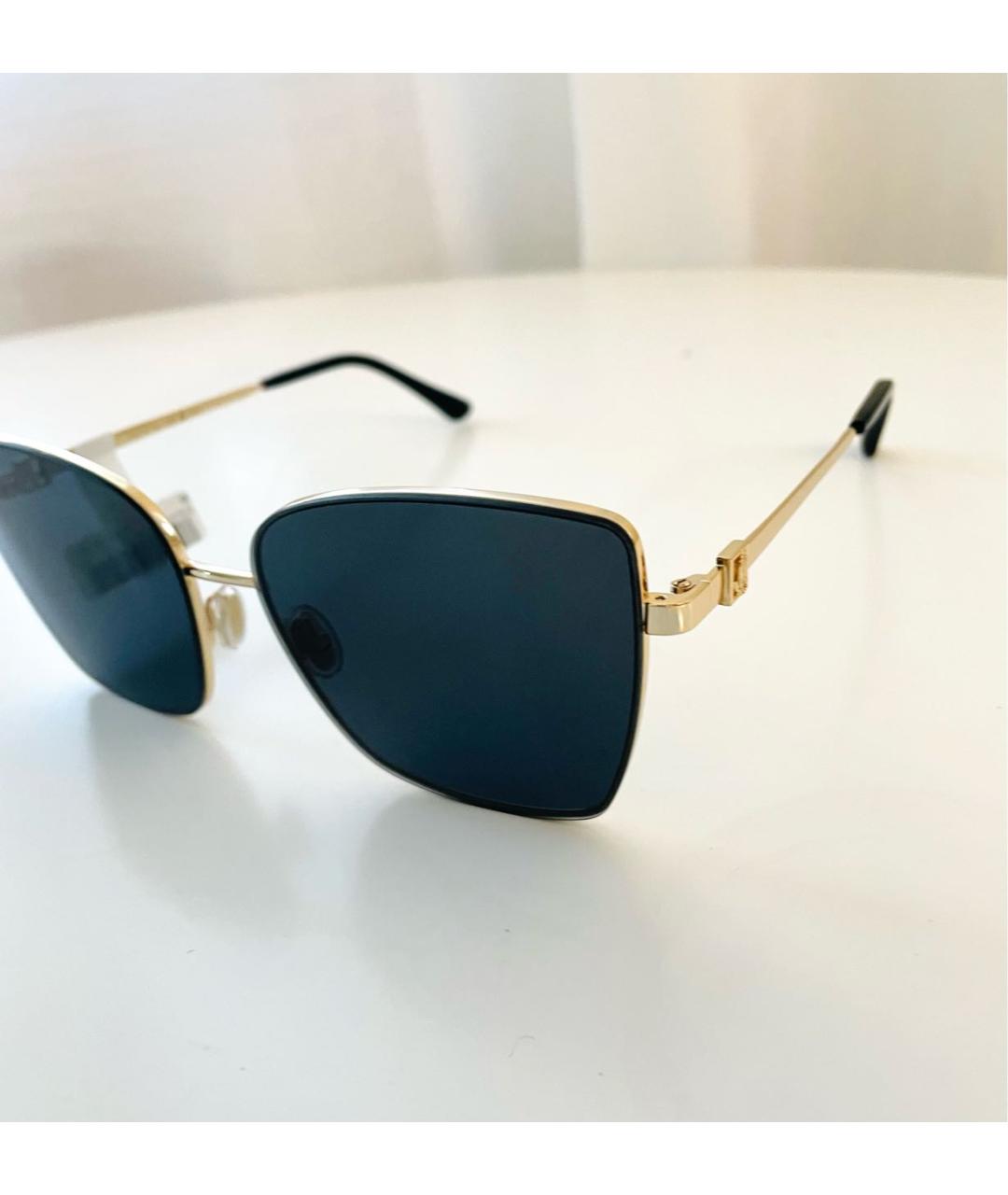 JIMMY CHOO Золотые металлические солнцезащитные очки, фото 3