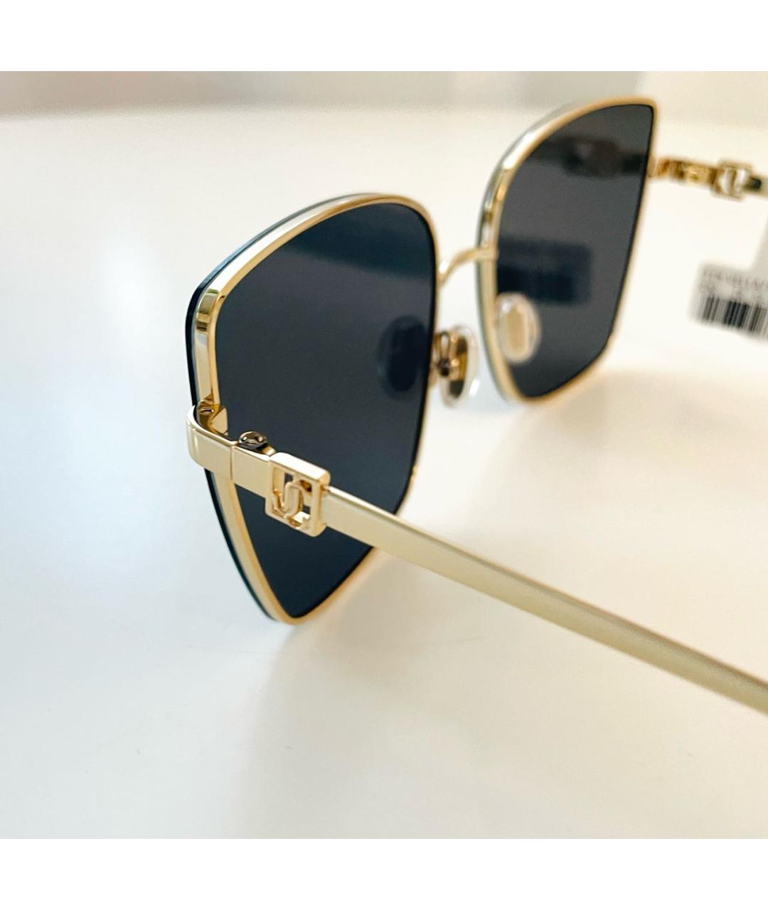 JIMMY CHOO Золотые металлические солнцезащитные очки, фото 4