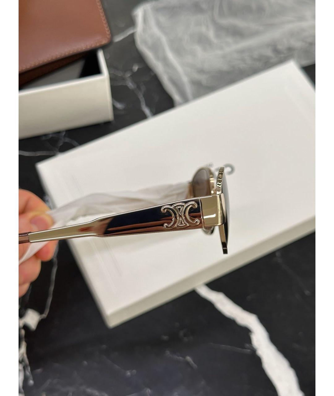 CELINE Золотые металлические солнцезащитные очки, фото 4