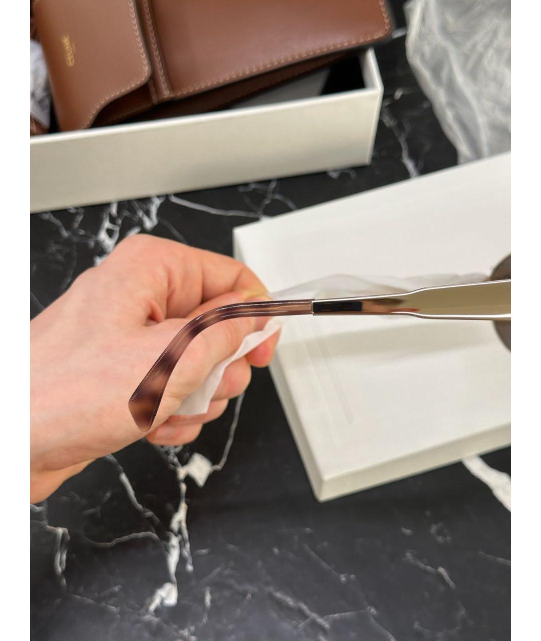 CELINE Золотые металлические солнцезащитные очки, фото 5