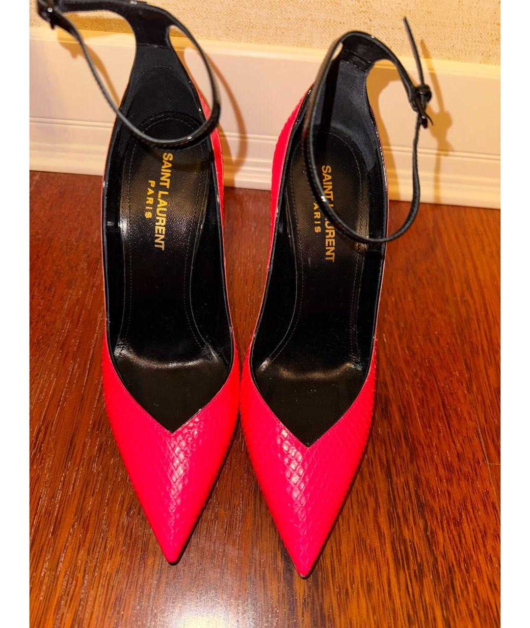 SAINT LAURENT Фуксия кожаные туфли, фото 3