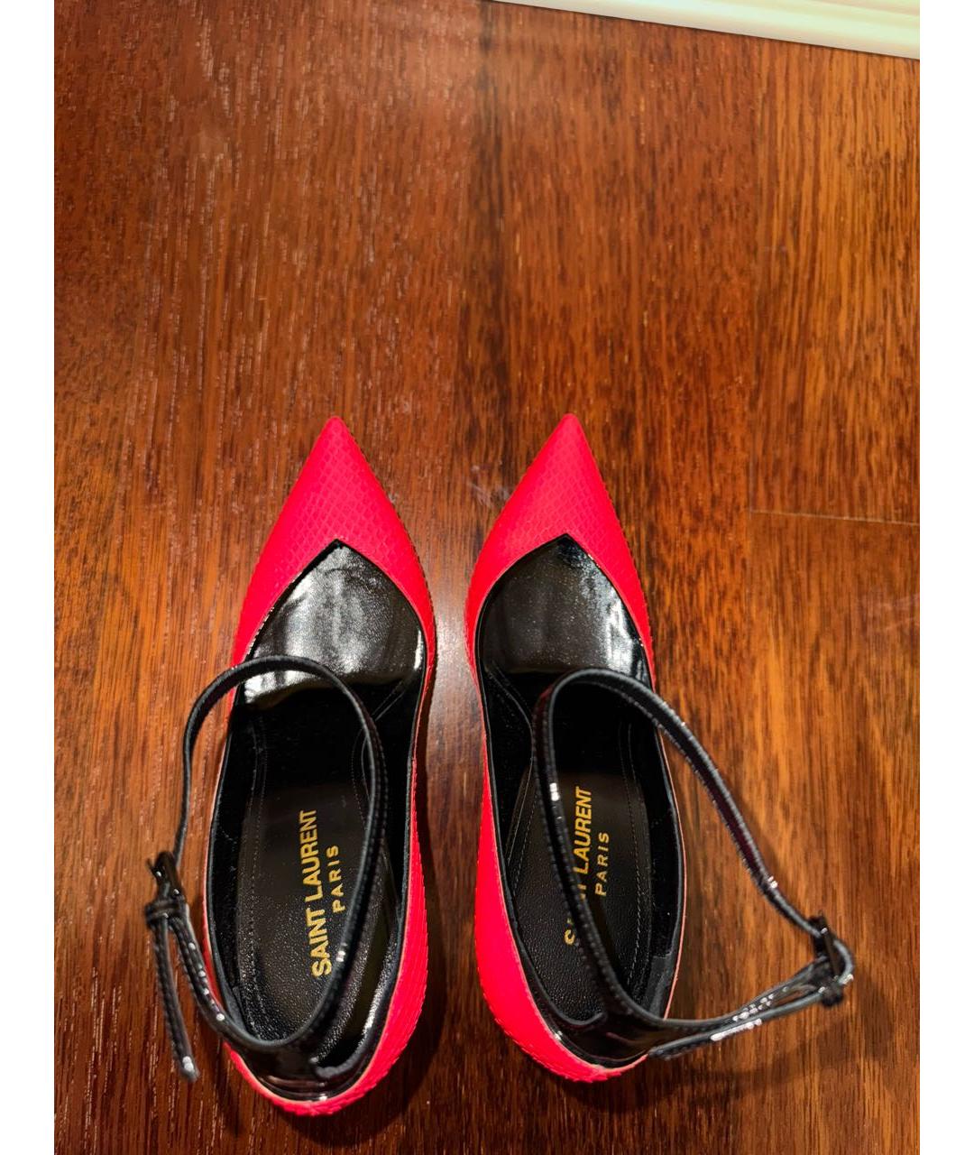 SAINT LAURENT Фуксия кожаные туфли, фото 4