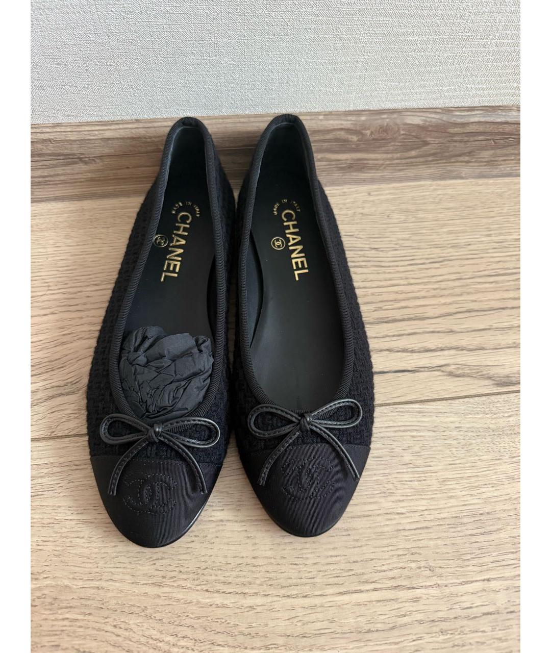 CHANEL Черные текстильные балетки, фото 2