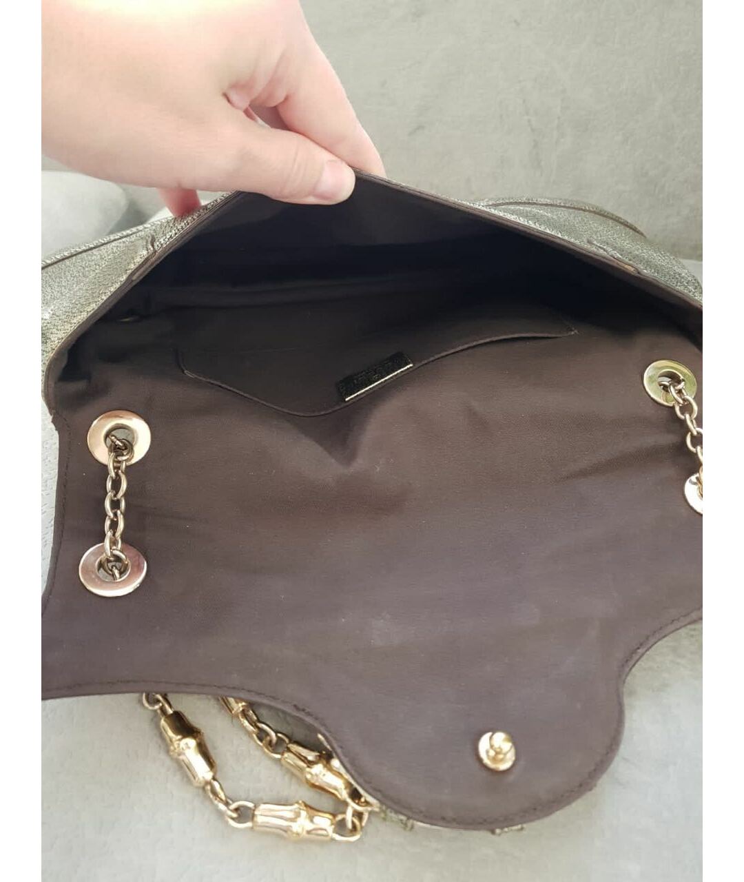 GUCCI Золотая кожаная сумка тоут, фото 7