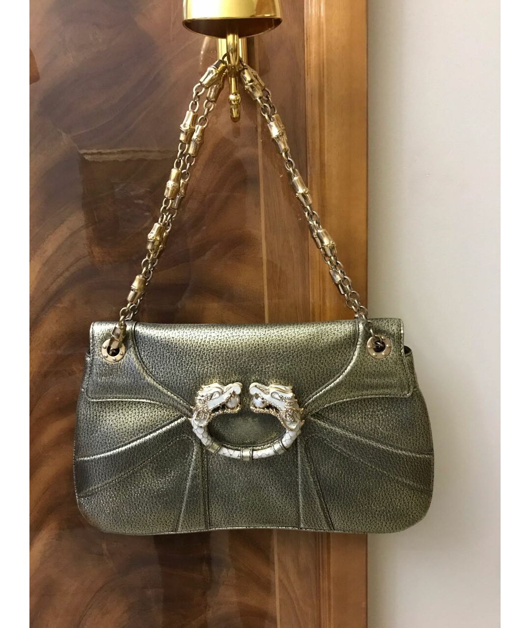 GUCCI Золотая кожаная сумка тоут, фото 3