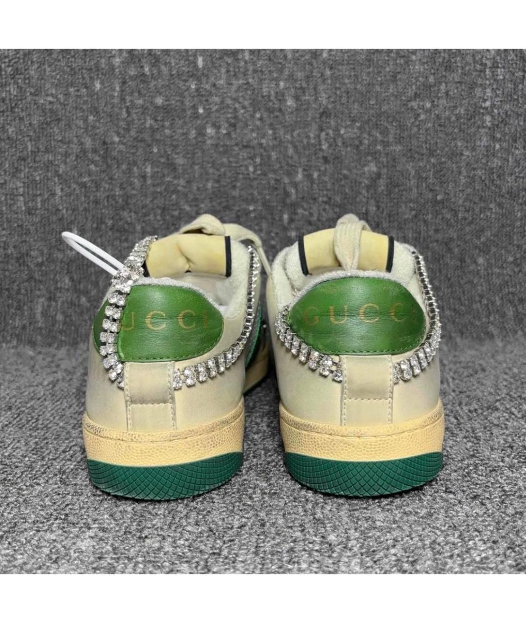 GUCCI Бежевые кожаные кеды, фото 4