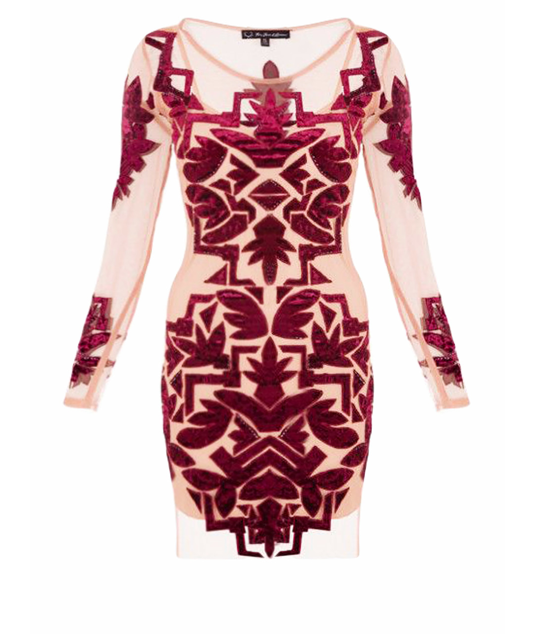 JENNY PACKHAM Бордовое сетчатое повседневное платье, фото 1