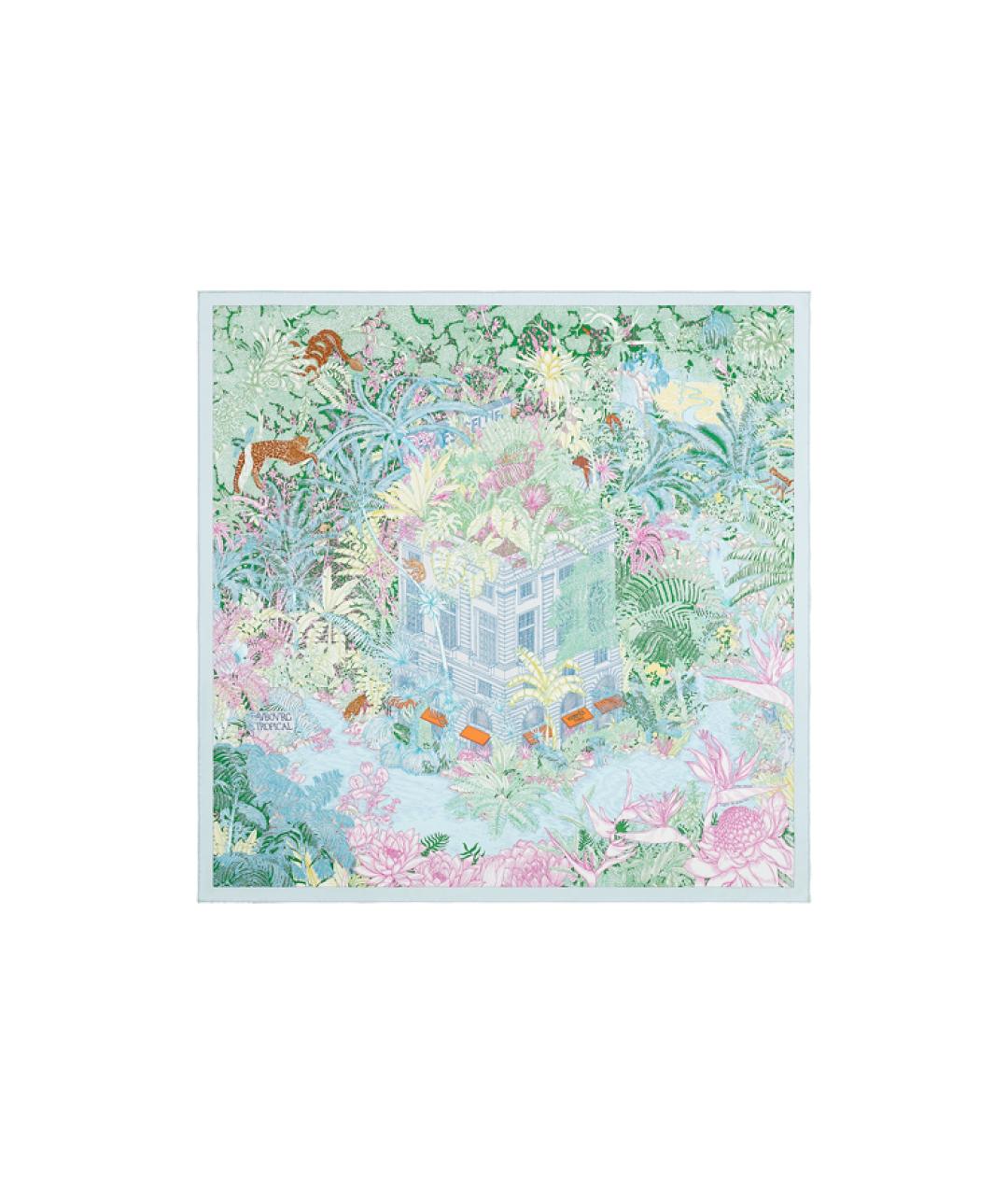 HERMES Голубой шелковый шарф, фото 1