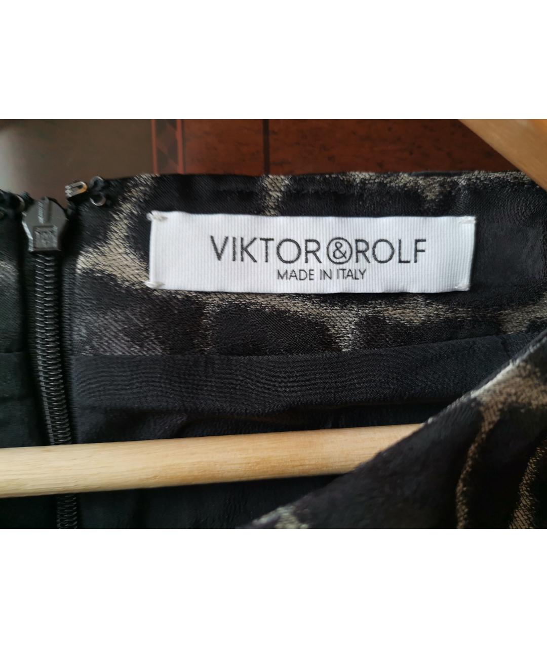 VICTOR AND ROLF Черное ацетатное вечернее платье, фото 7