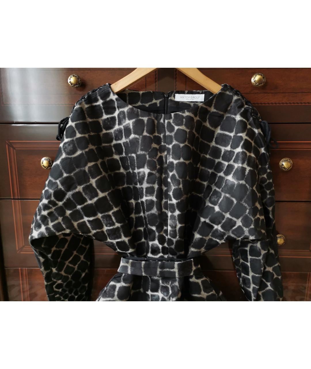 VICTOR AND ROLF Черное ацетатное вечернее платье, фото 3