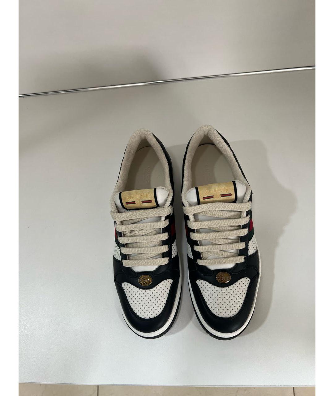 GUCCI Черные кожаные низкие кроссовки / кеды, фото 3