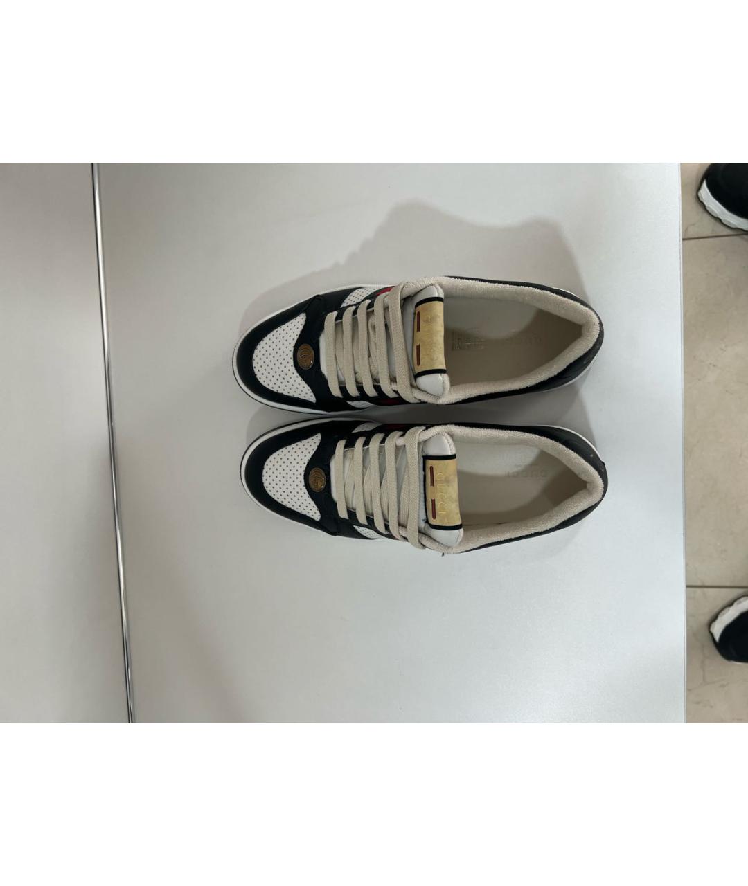 GUCCI Черные кожаные низкие кроссовки / кеды, фото 4