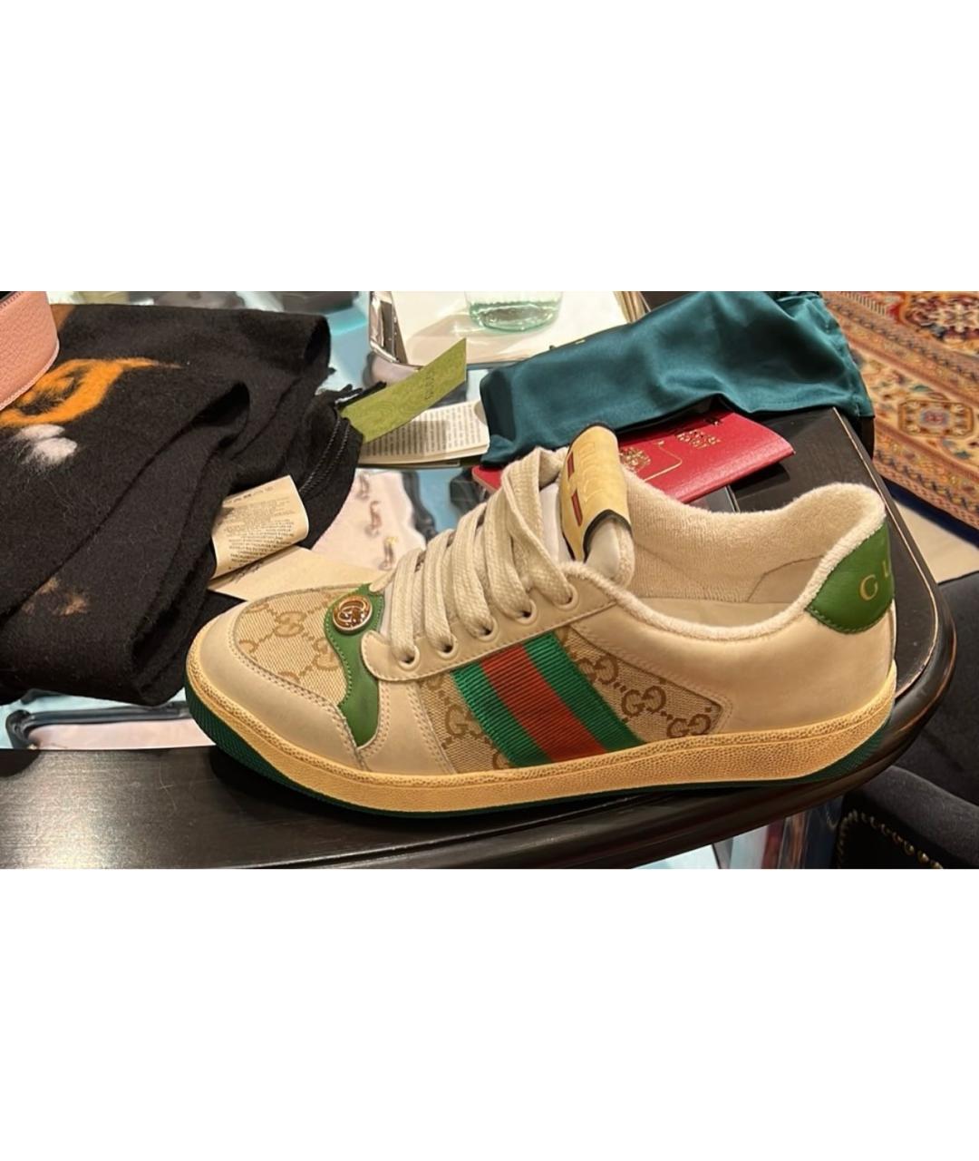 GUCCI Бежевые кожаные кеды, фото 8