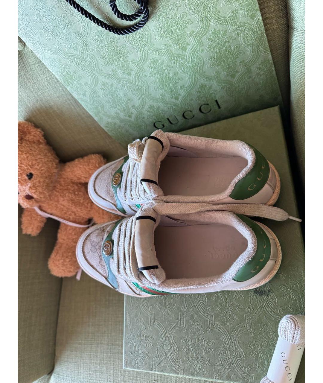 GUCCI Бежевые кожаные кеды, фото 7