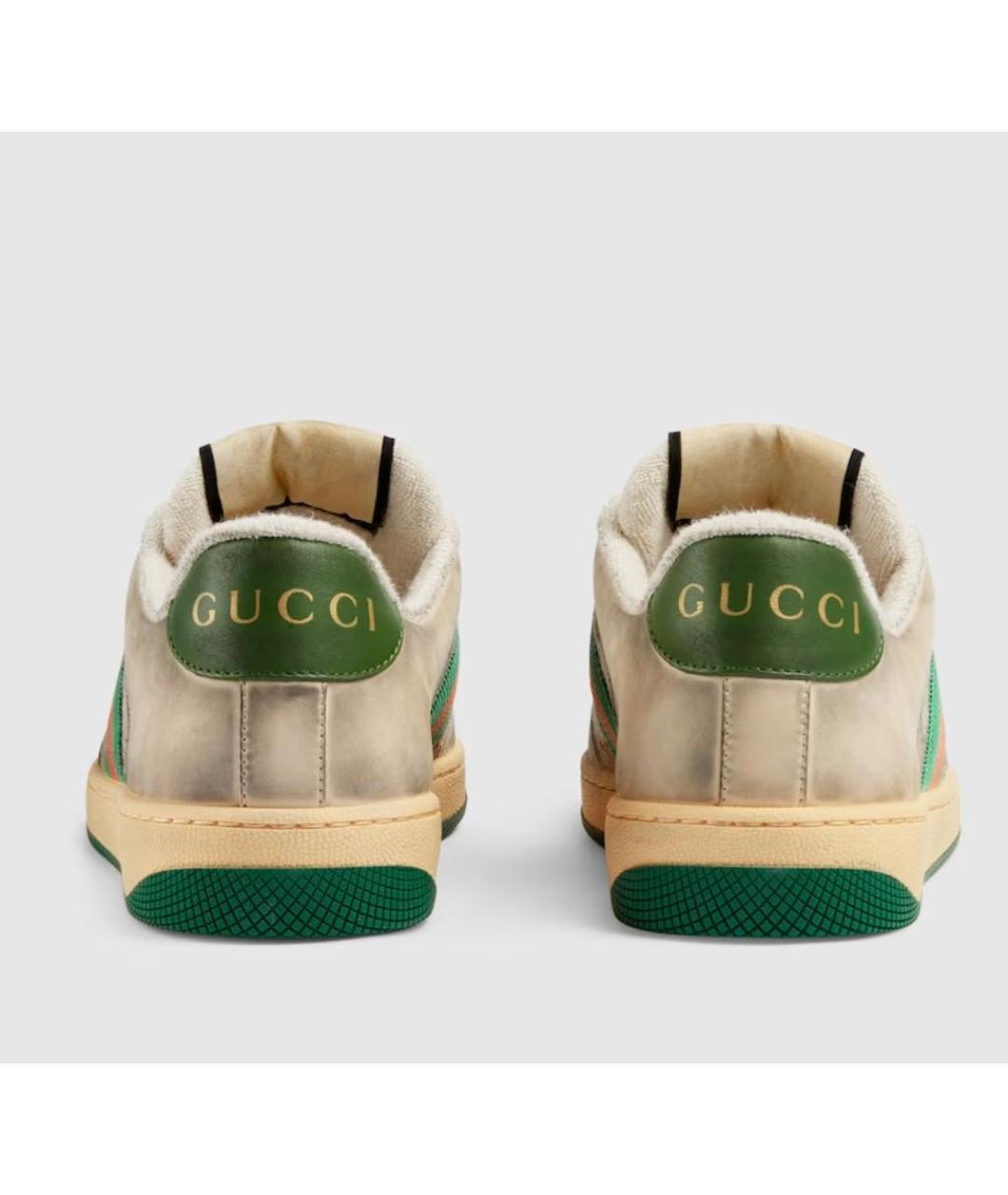 GUCCI Бежевые кожаные кеды, фото 4