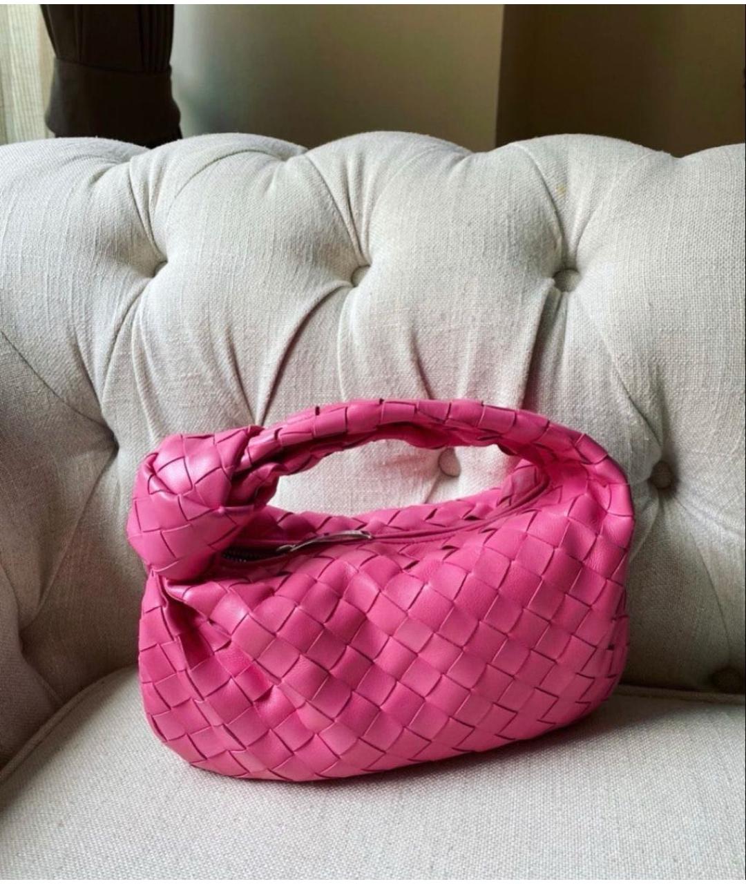 BOTTEGA VENETA Розовая кожаная сумка с короткими ручками, фото 7