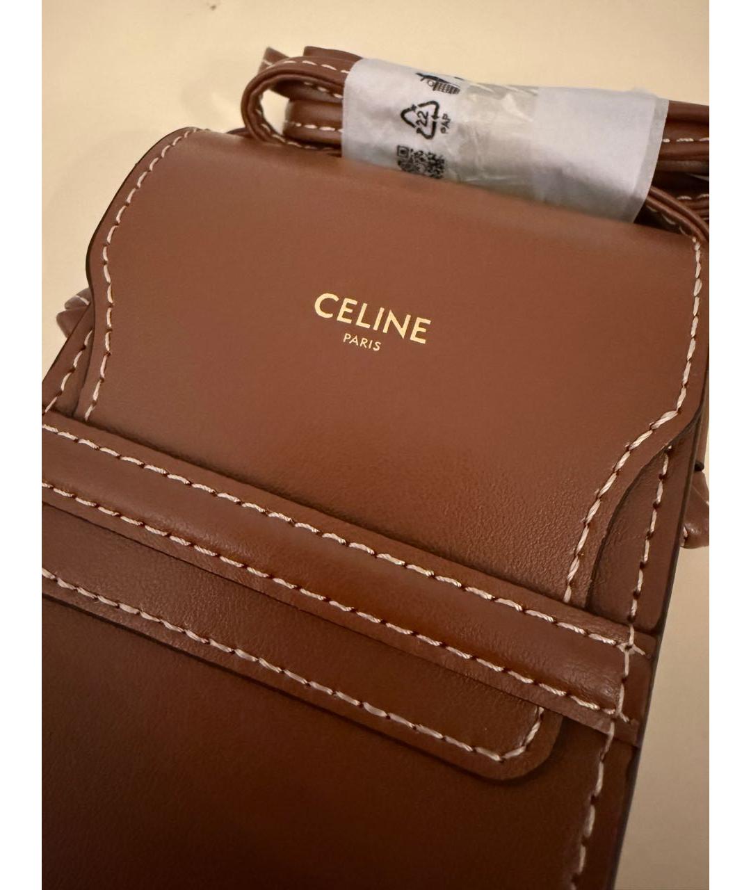 CELINE Коричневая кожаная сумка через плечо, фото 3