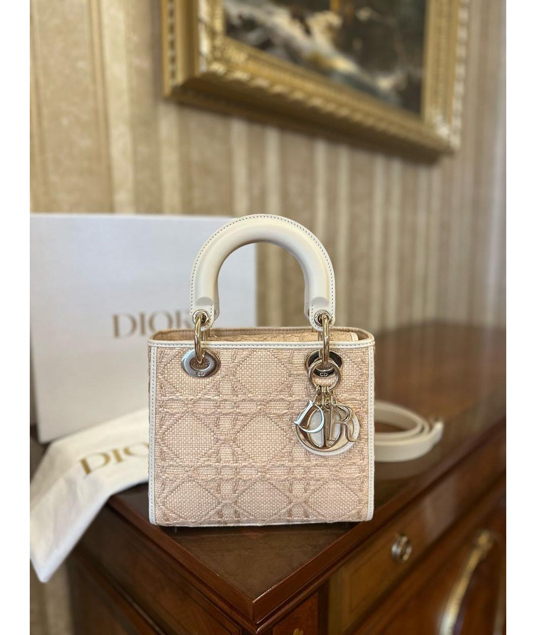 CHRISTIAN DIOR Белая кожаная сумка с короткими ручками, фото 2