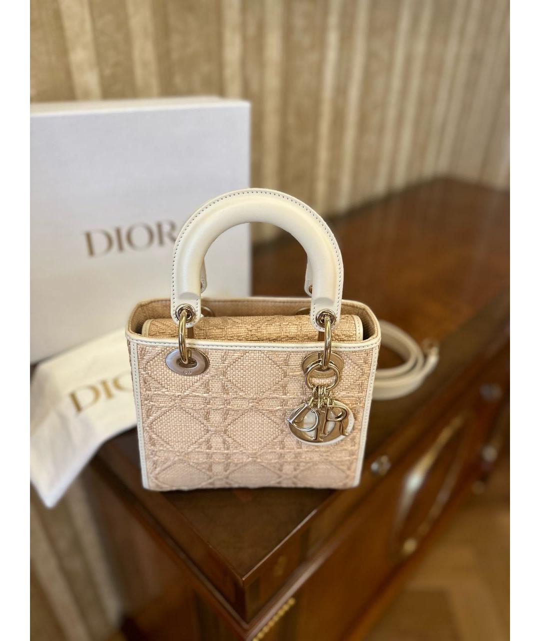 CHRISTIAN DIOR Белая кожаная сумка с короткими ручками, фото 5