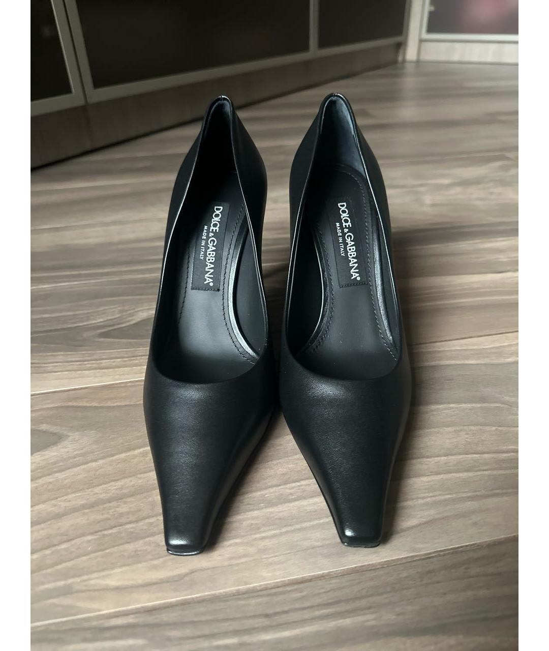 DOLCE&GABBANA Черные кожаные туфли, фото 2