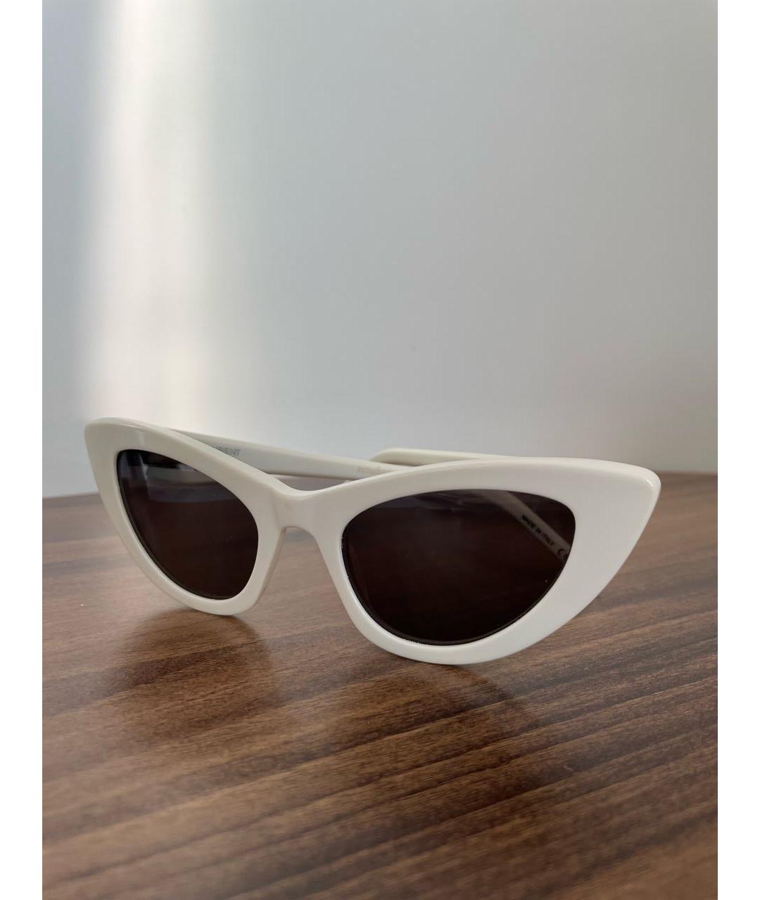 SAINT LAURENT Белые пластиковые солнцезащитные очки, фото 2