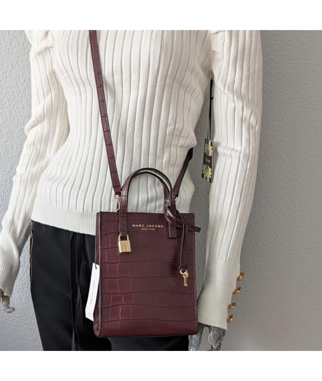 MARC JACOBS Бордовая кожаная сумка тоут, фото 5