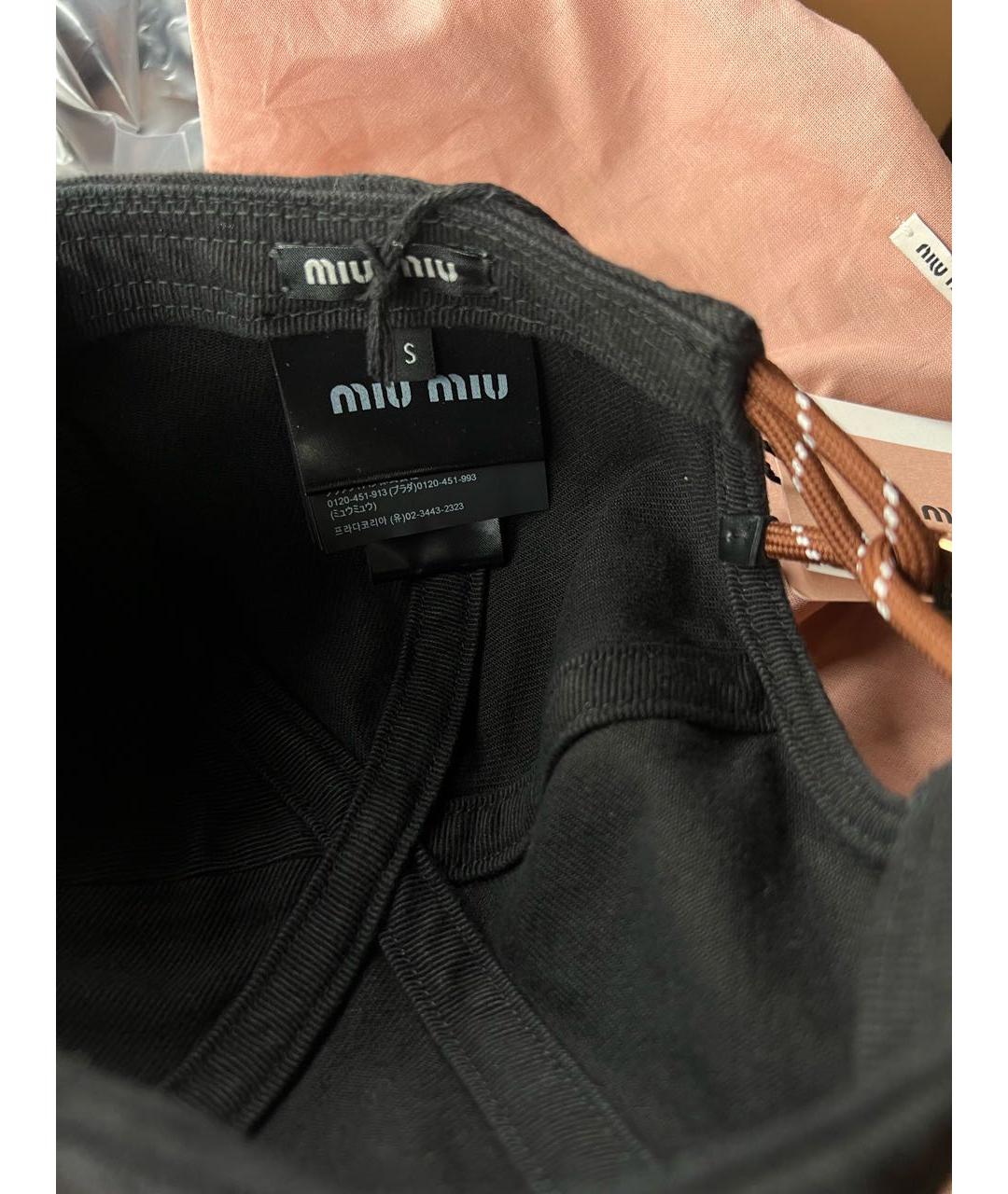 MIU MIU Черная хлопковая кепка, фото 4